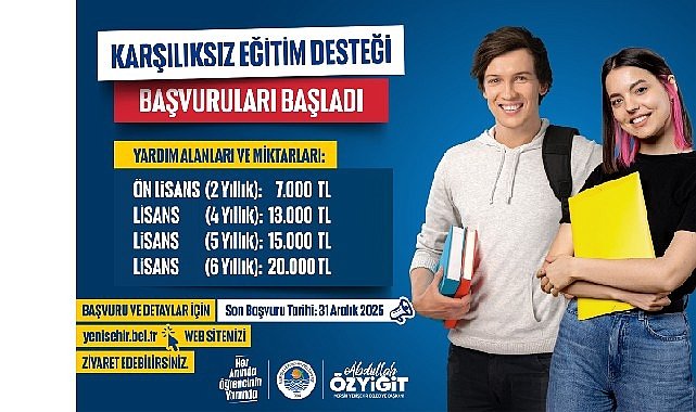 Yenişehir Belediyesinin Karşılıksız Eğitim Desteği Başvuruları Başladı